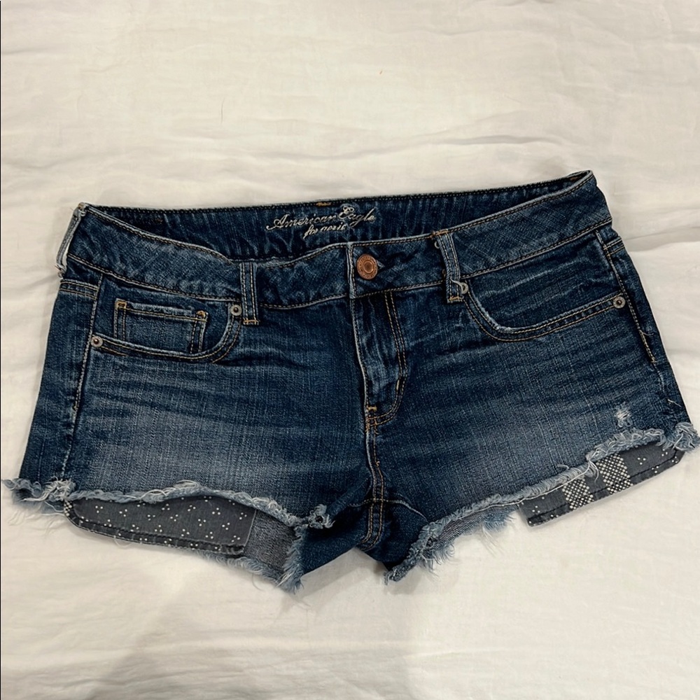 American Eagle Outfitters Blue Jean Shorts Distressed Style